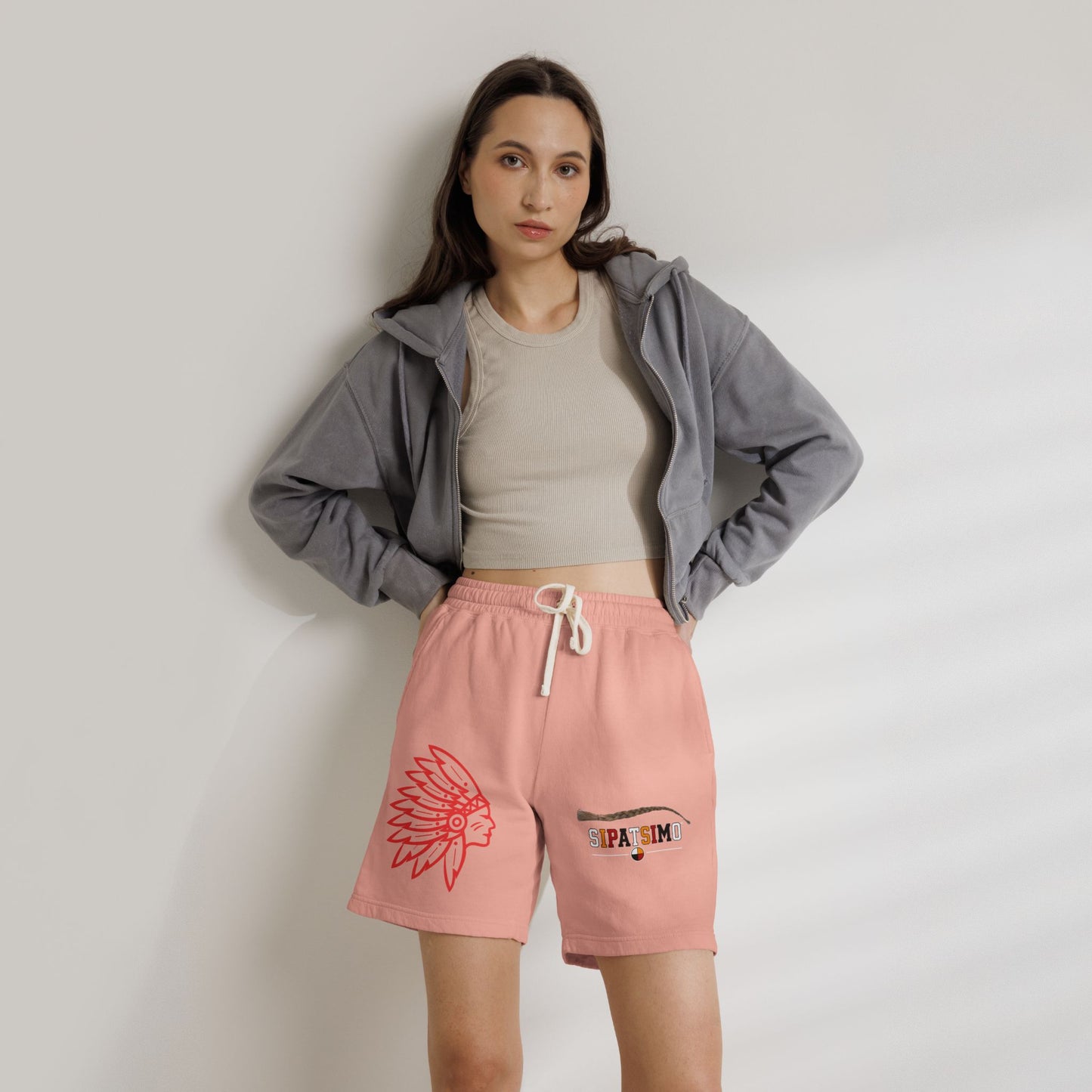 Retro 'SIPATSIMO' Graphic Lightweight Fleece Sweat Shorts