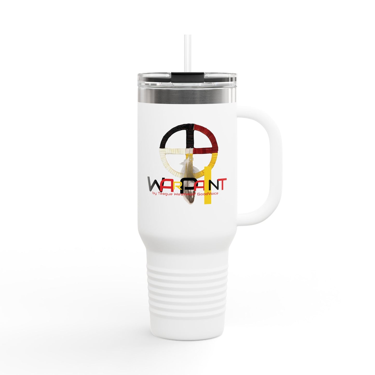 WarChief/WarPaint LLC Insulated Travel Mug, 40oz by Teague WestWolf GoodVoice (Blackfoot / Blackfeet Tribe - Browning, Montana) Native American Indigenous Made in the USA - Insulated Travel Mug, 40oz