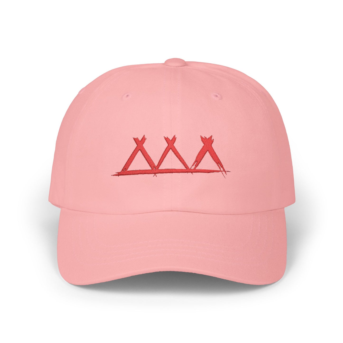 Dad Cap with Red Triple-Tipis Sketch Embroidery
