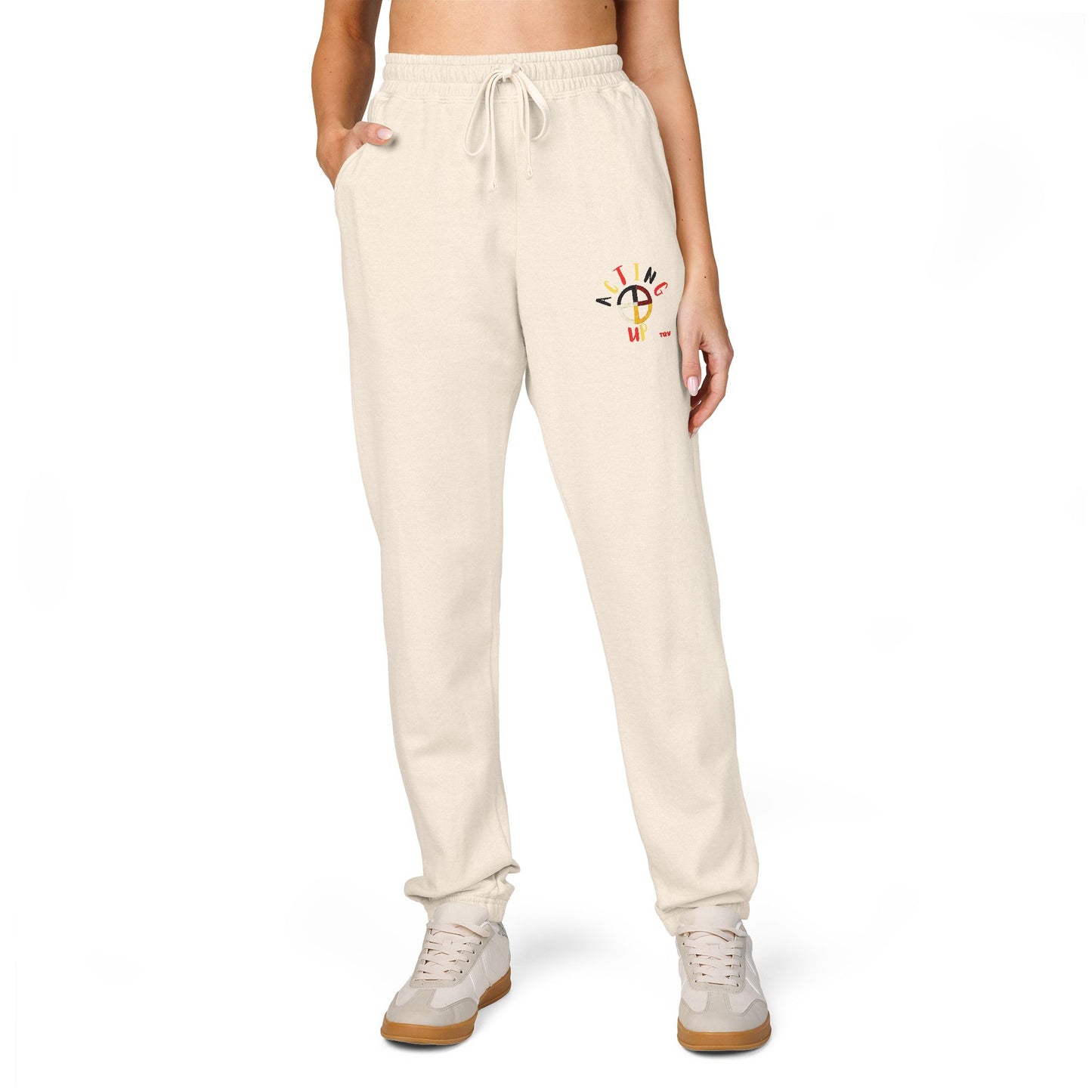 Embroidered "Acting Up" - Garment-Dyed Fleece Sweatpants
