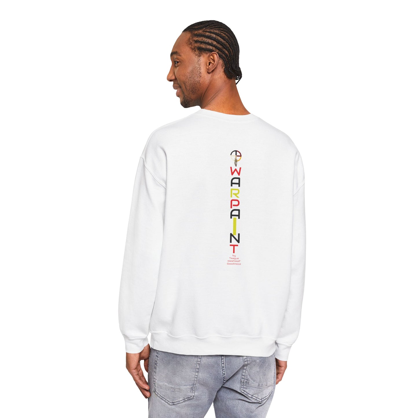 Native American Indigenous Made by Teague WestWolf GoodVoice (Blackfoot / Blackfeet) from Browning, Montana USA WarChief - Seasonal Seller Sweatshirt: Unisex, Heavy blend, Maximum profit