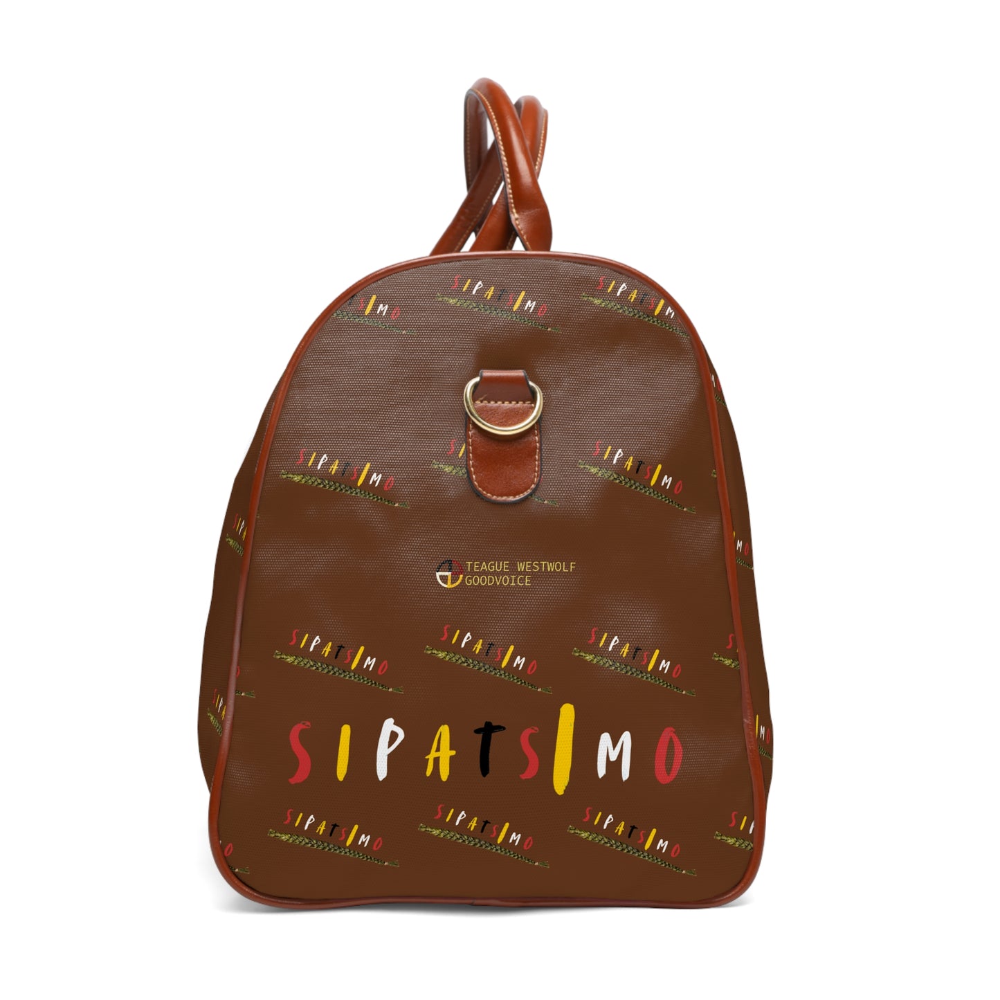 SIPATSIMO - Waterproof Travel Bag - Brown Monogram Duffle with SIPATSIMO Vertical Logo