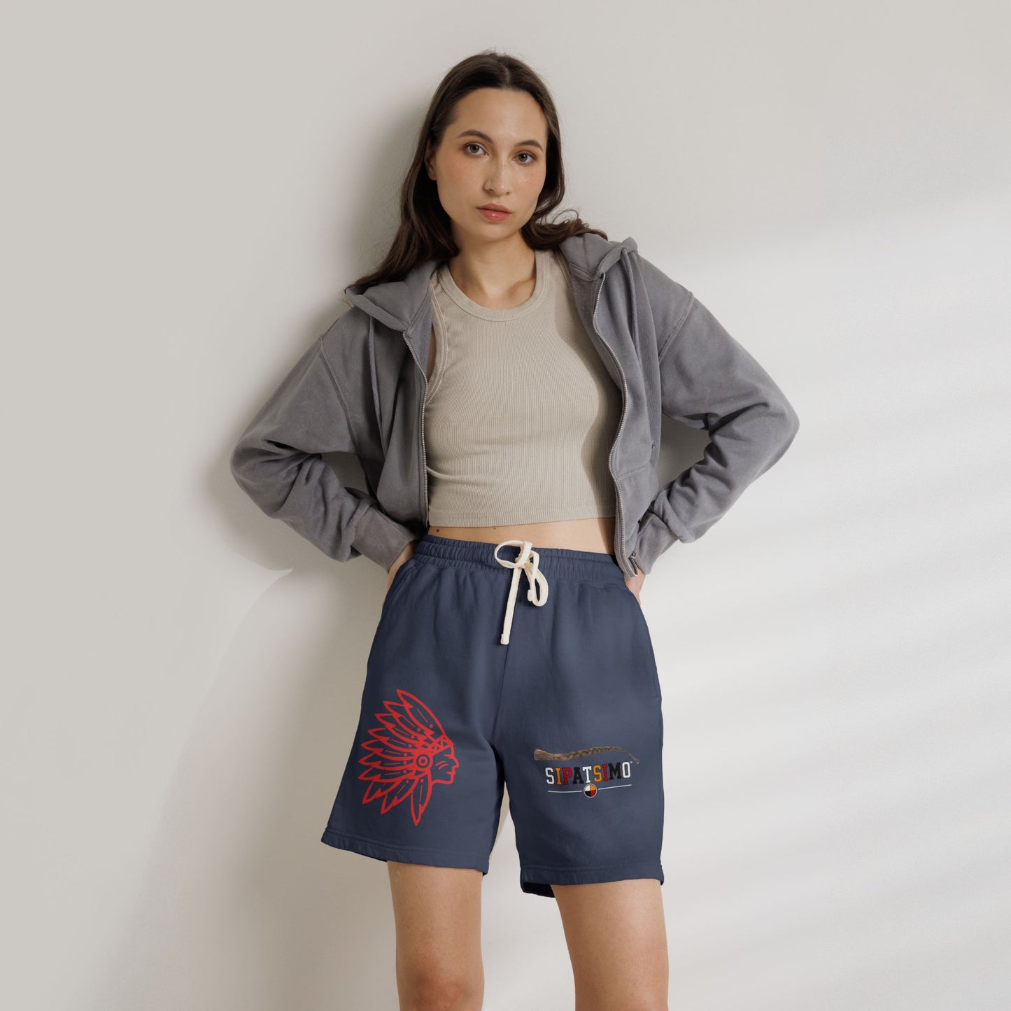 Retro 'SIPATSIMO' Graphic Lightweight Fleece Sweat Shorts
