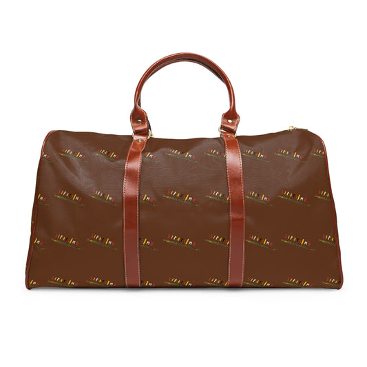 SIPATSIMO - Waterproof Travel Bag - Brown Monogram Duffle with SIPATSIMO Vertical Logo