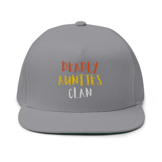 Flat Bill Cap — "Deadly Aunties Clan" Embroidered Snapback Hat