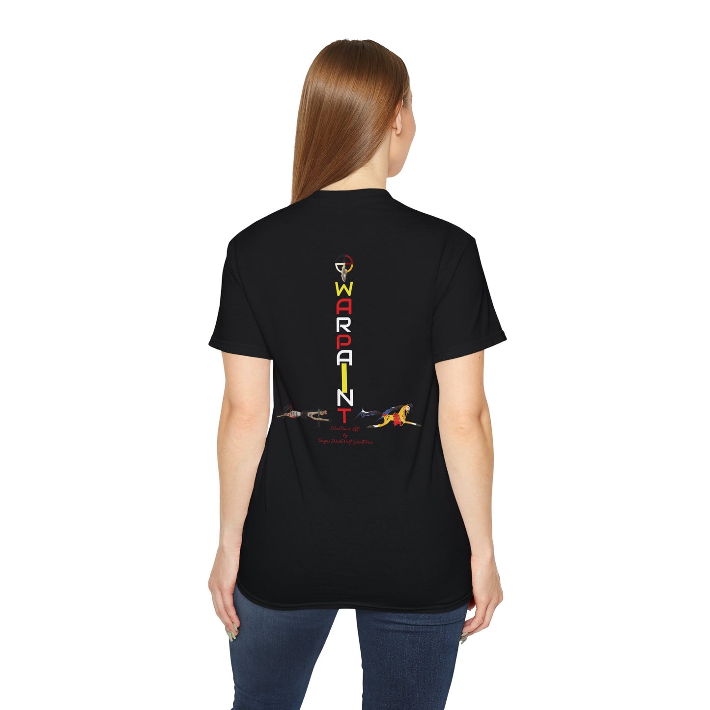 Siksikaitsitapi Aakii (Blackfoot Woman) Unisex Ultra Cotton T-Shirt by Teague WestWolf GoodVoice (Blackfoot / Blackfeet Tribe - Browning, Montana) Native American Indigenous Made in the USA Unisex Ultra Cotton Tee