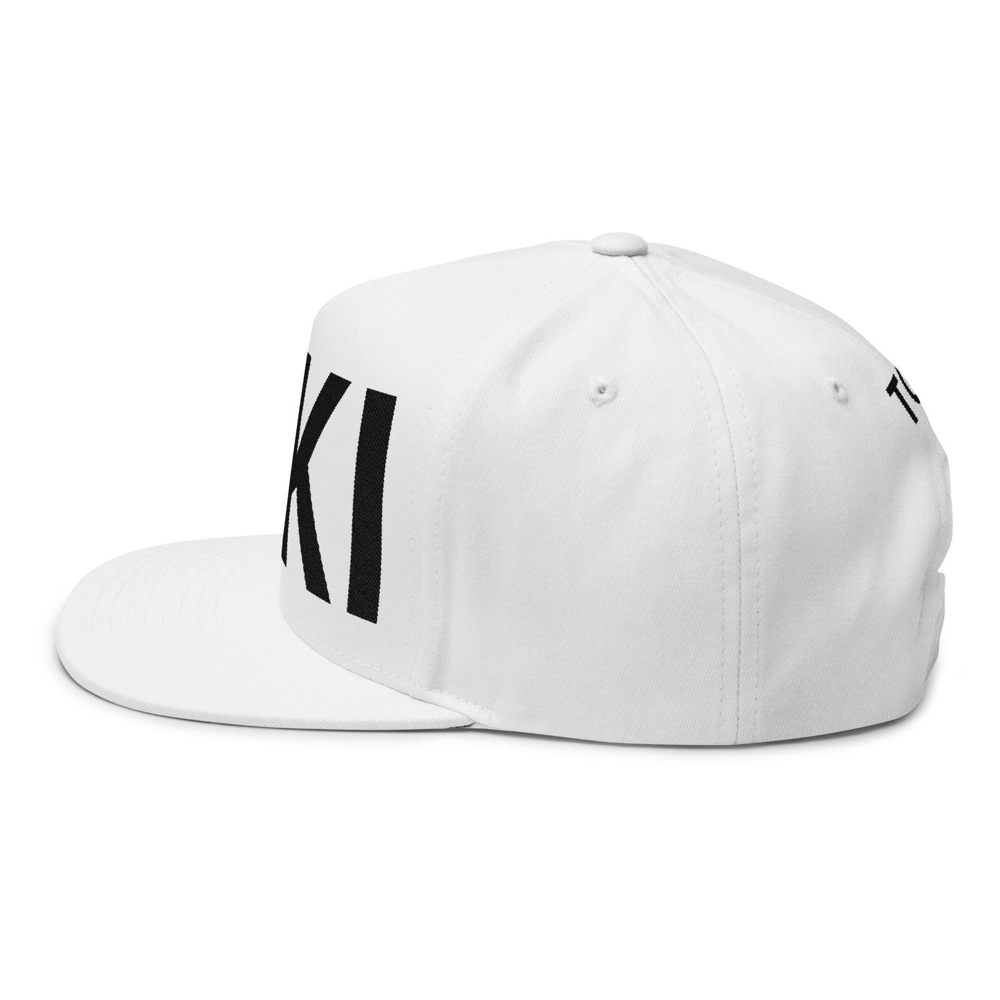 OKI /Hello in Blackfoot language - Embroidered Flat Bill Cap — Black Glitter Lettering Snapback