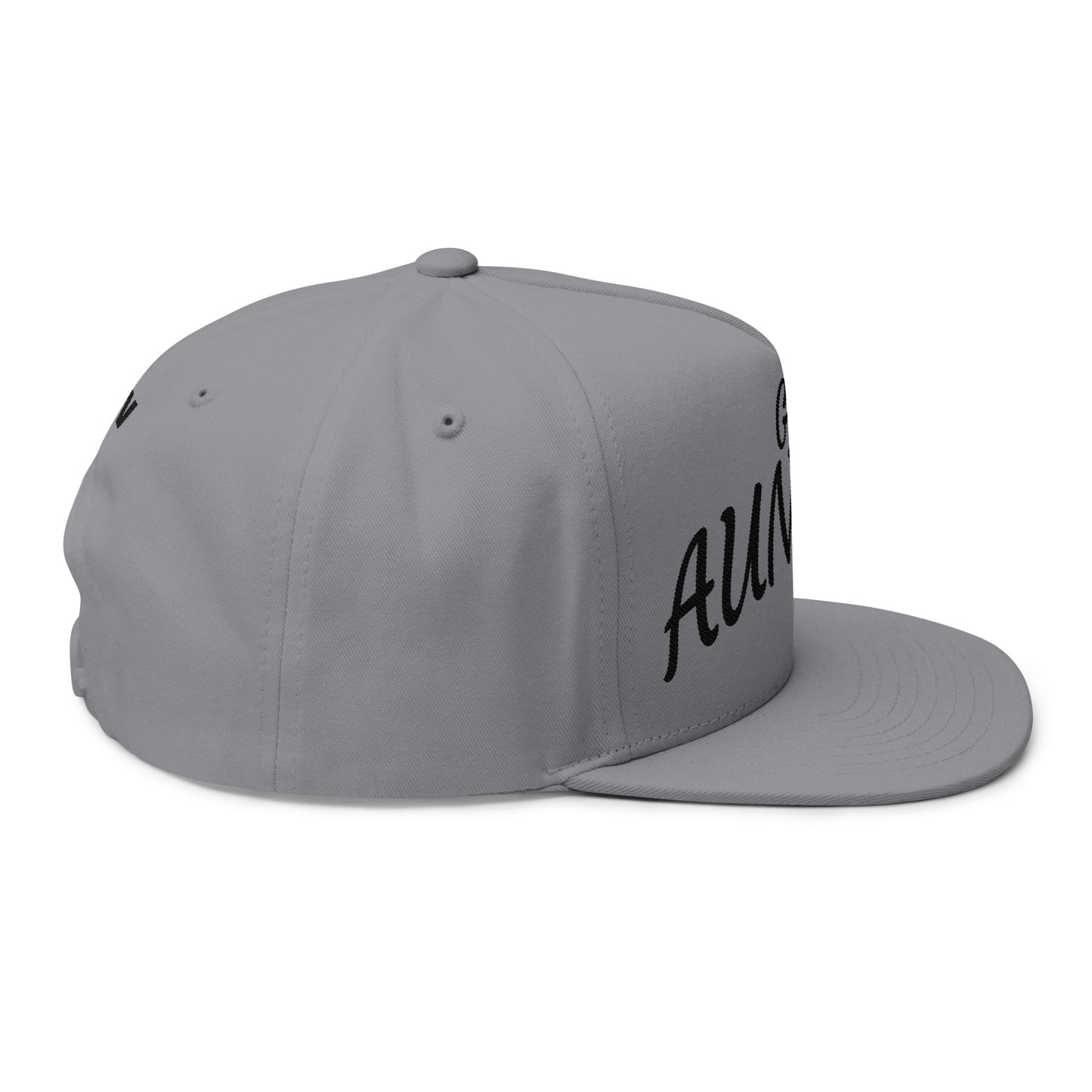 Flat Bill Cap — "Get Auntied" Embroidered Snapback Hat