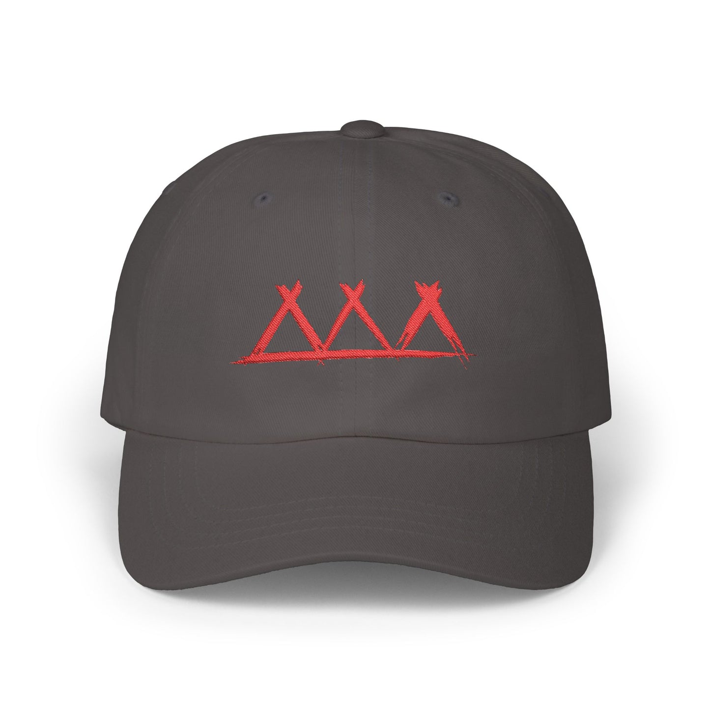 Dad Cap with Red Triple-Tipis Sketch Embroidery