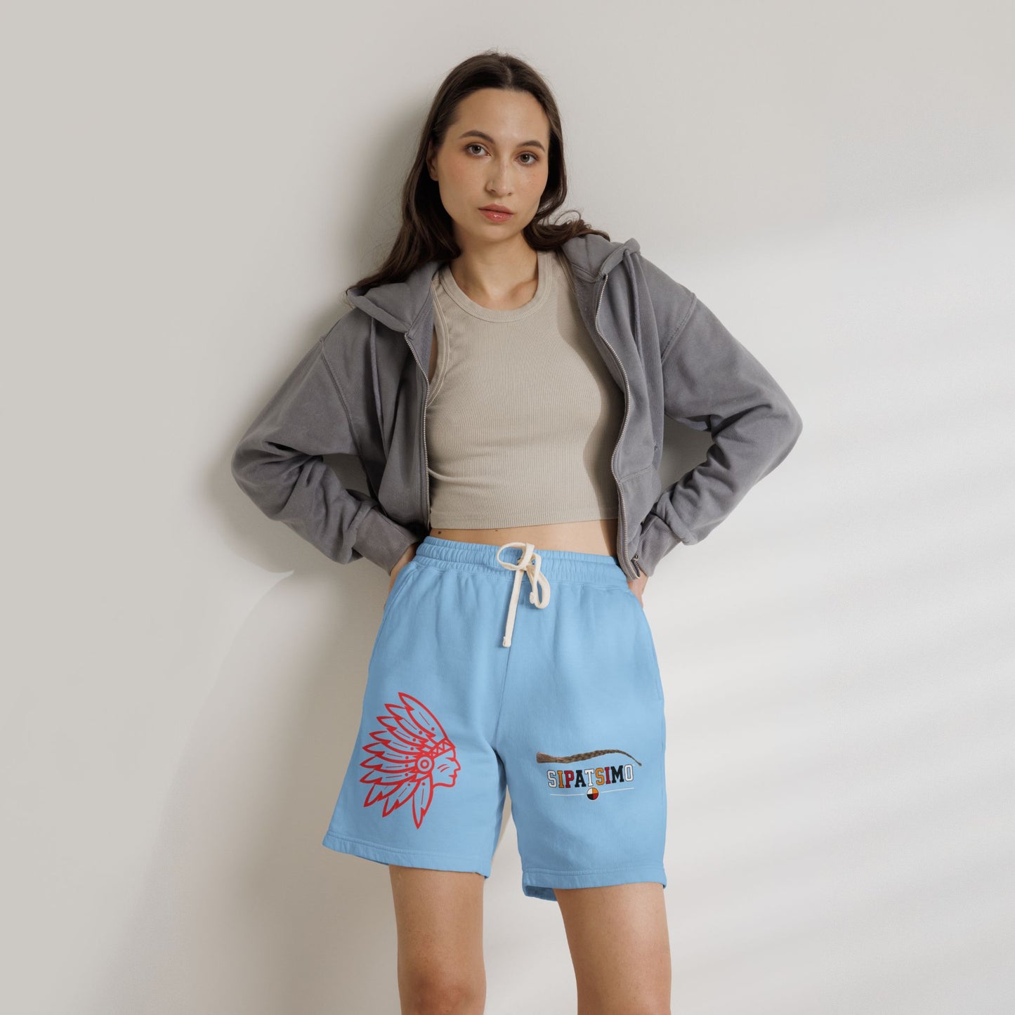 Retro 'SIPATSIMO' Graphic Lightweight Fleece Sweat Shorts