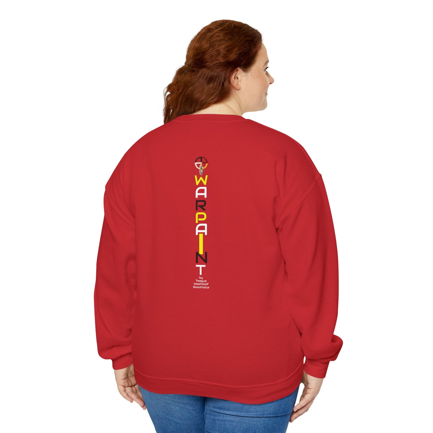 Native American Indigenous Made by Teague WestWolf GoodVoice (Blackfoot / Blackfeet) from Browning, Montana USA WarChief - Seasonal Seller Sweatshirt: Unisex, Heavy blend, Maximum profit