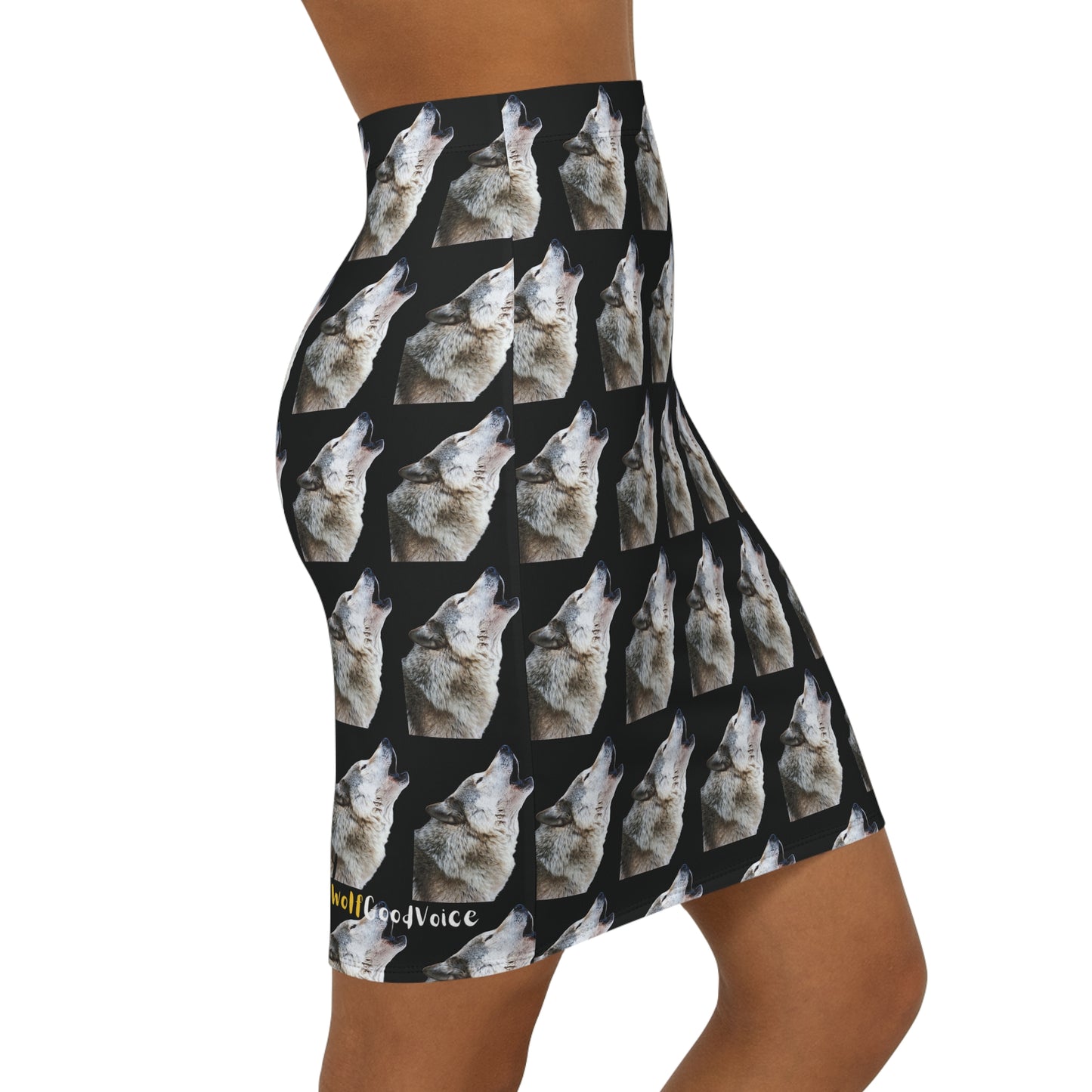 406 WholeSale - Howling Makoyi (Wolf) - Women's Mid-Waist Pencil Skirt (AOP)