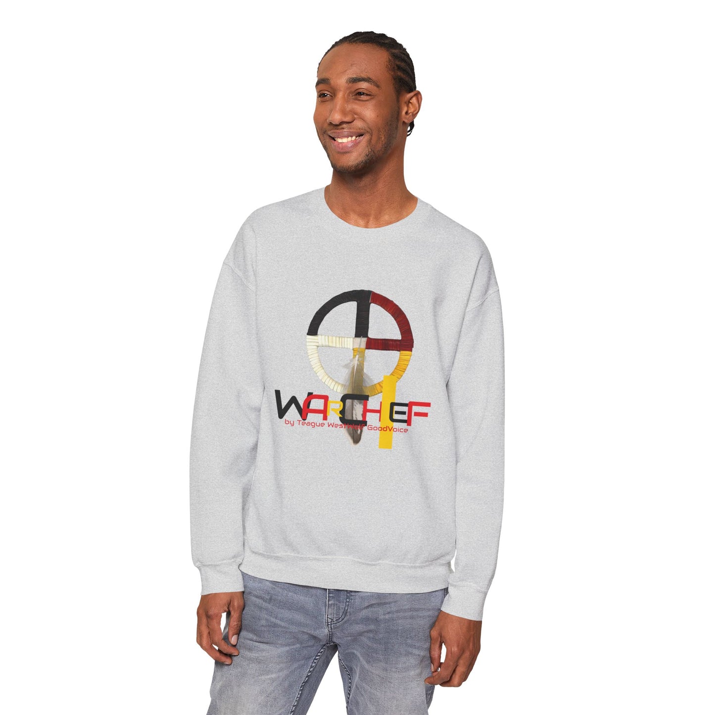 Native American Indigenous Made by Teague WestWolf GoodVoice (Blackfoot / Blackfeet) from Browning, Montana USA WarChief - Seasonal Seller Sweatshirt: Unisex, Heavy blend, Maximum profit