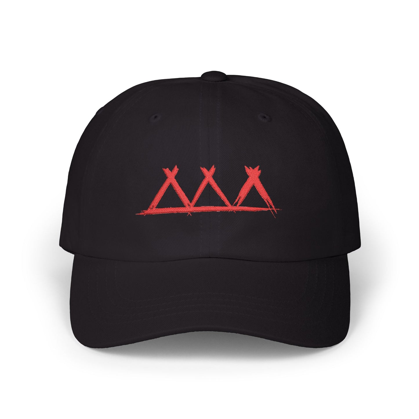 Dad Cap with Red Triple-Tipis Sketch Embroidery