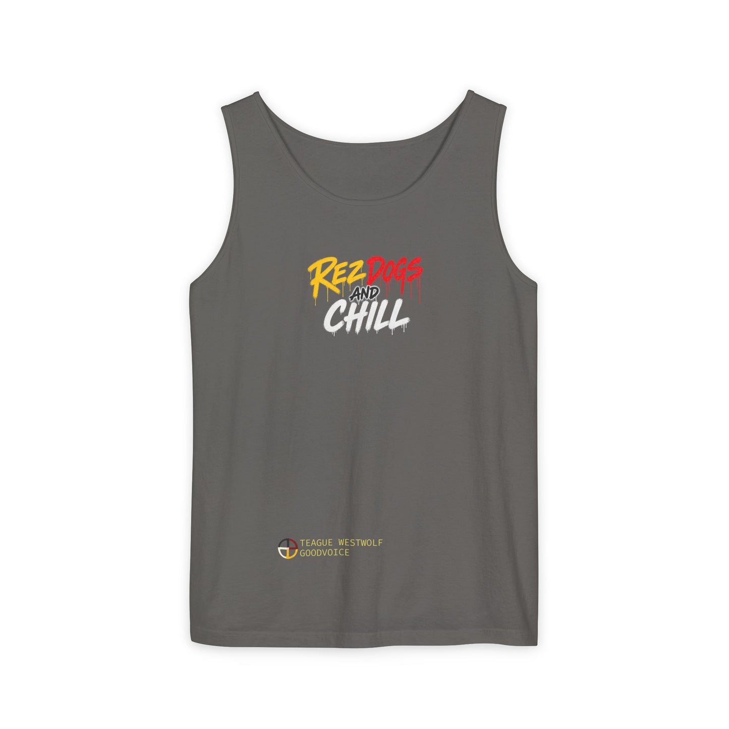 Tank Top — "Red Dogs and Chill" Retro Beach Vibe Sleeveless Tee