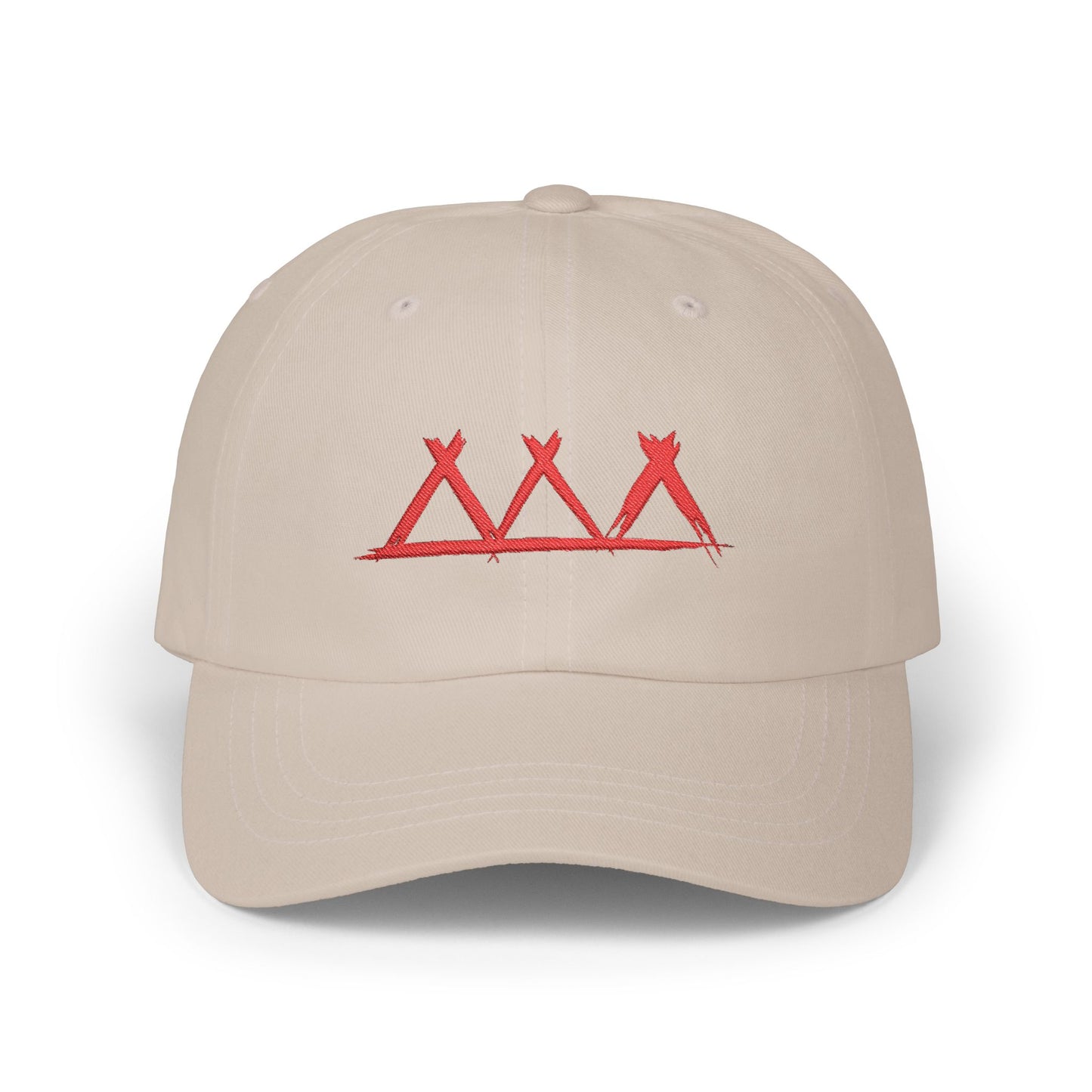 Dad Cap with Red Triple-Tipis Sketch Embroidery