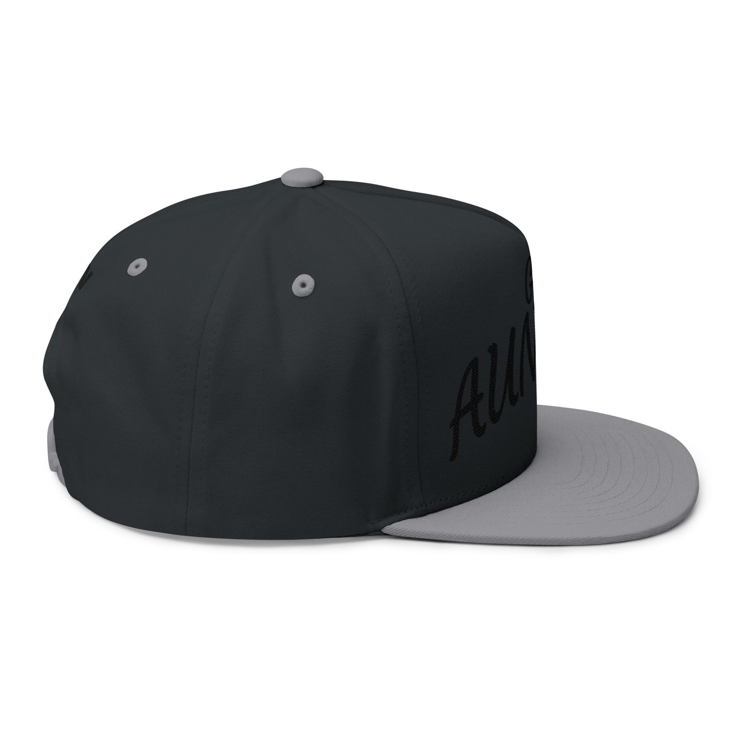 Flat Bill Cap — "Get Auntied" Embroidered Snapback Hat