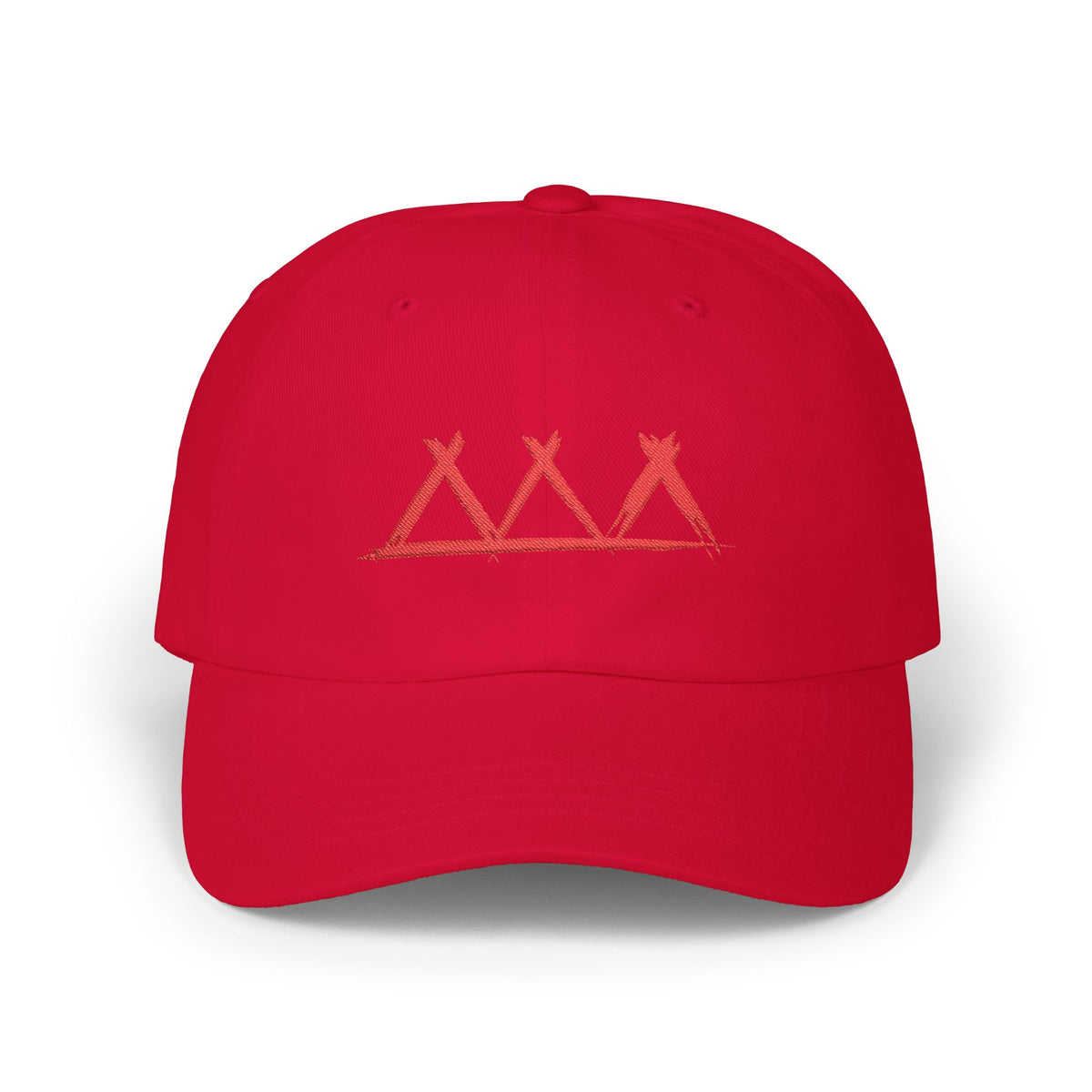 Dad Cap with Red Triple-Tipis Sketch Embroidery