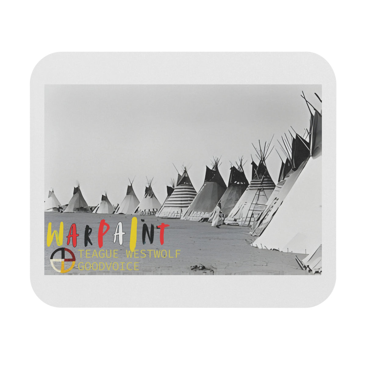 Warpaint Teepee Vintage Photo Rectangle Mouse Pad – Native American Camp Desk Mat