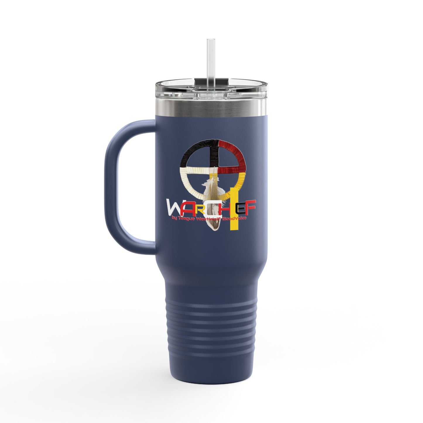 WarChief/WarPaint LLC Insulated Travel Mug, 40oz by Teague WestWolf GoodVoice (Blackfoot / Blackfeet Tribe - Browning, Montana) Native American Indigenous Made in the USA - Insulated Travel Mug, 40oz