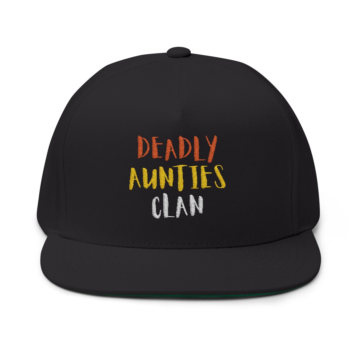 Flat Bill Cap — "Deadly Aunties Clan" Embroidered Snapback Hat
