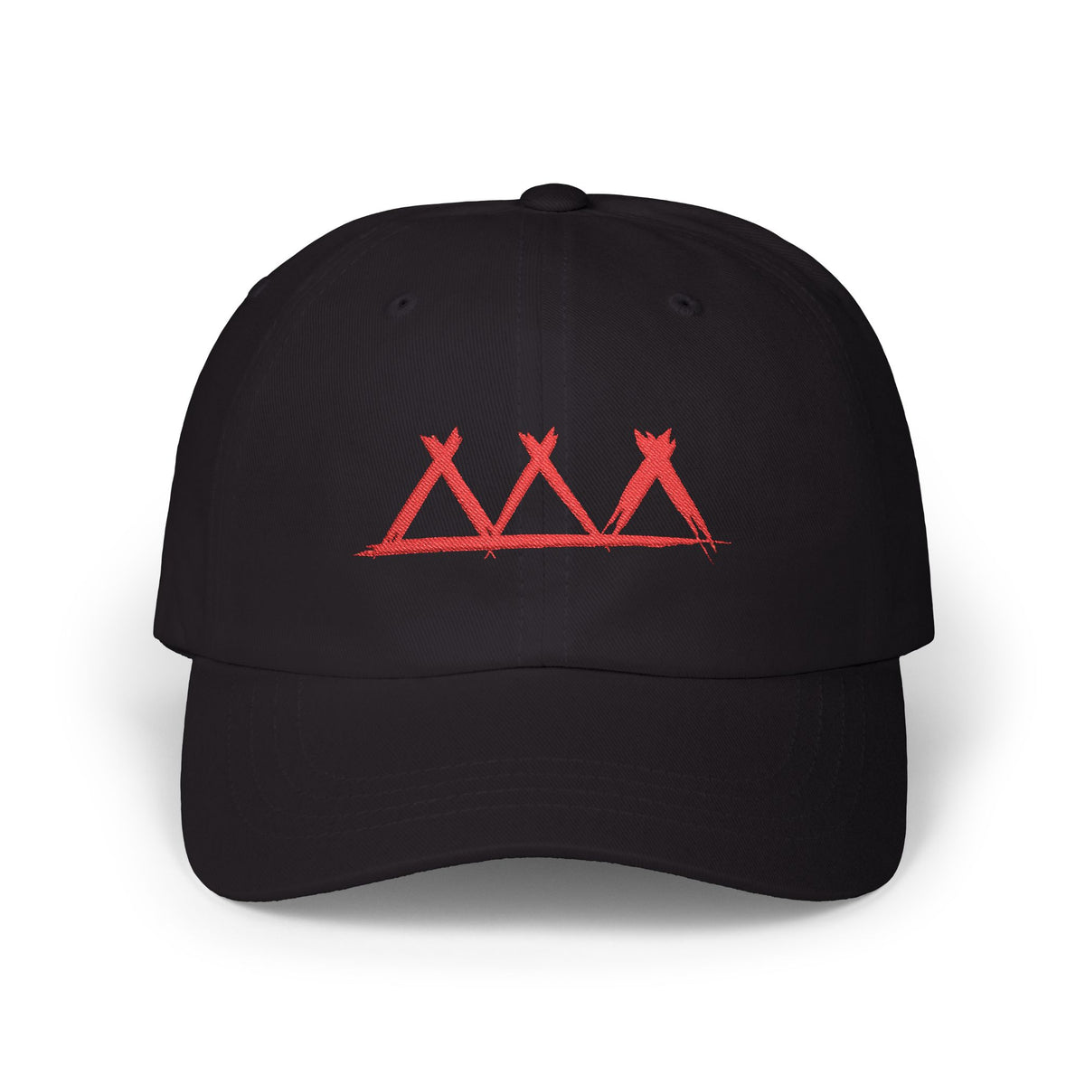 Dad Cap with Red Triple-Tipis Sketch Embroidery