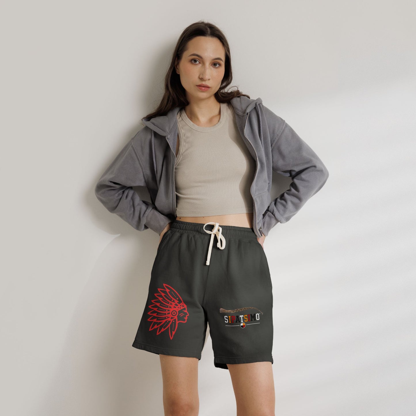 Retro 'SIPATSIMO' Graphic Lightweight Fleece Sweat Shorts