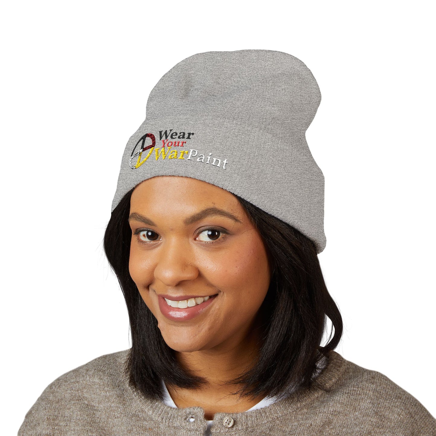 Wear Your WarPaint - Embroidered Cuffed Beanie — Colorwheel "Wavy Town" Logo