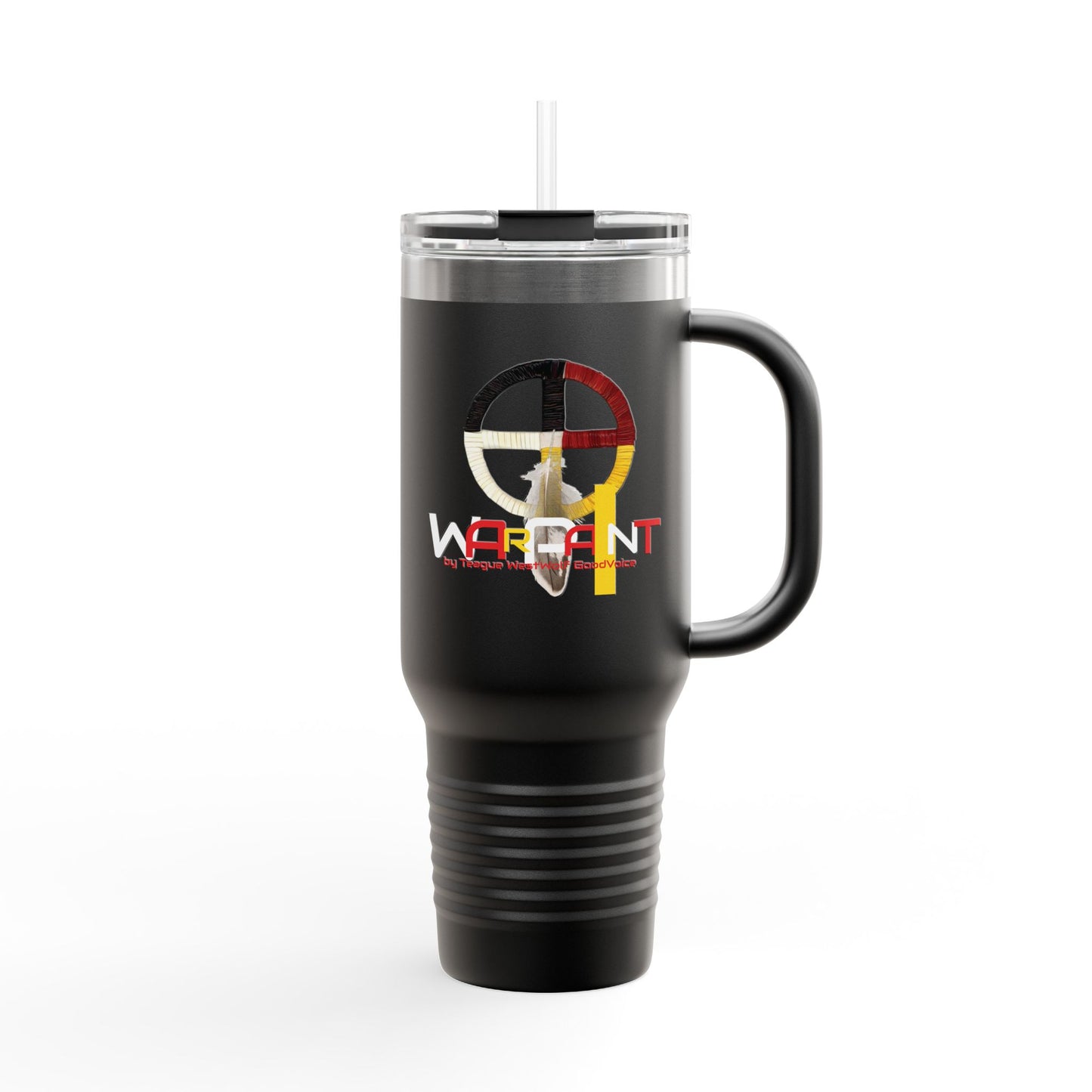 WarChief/WarPaint LLC Insulated Travel Mug, 40oz by Teague WestWolf GoodVoice (Blackfoot / Blackfeet Tribe - Browning, Montana) Native American Indigenous Made in the USA - Insulated Travel Mug, 40oz