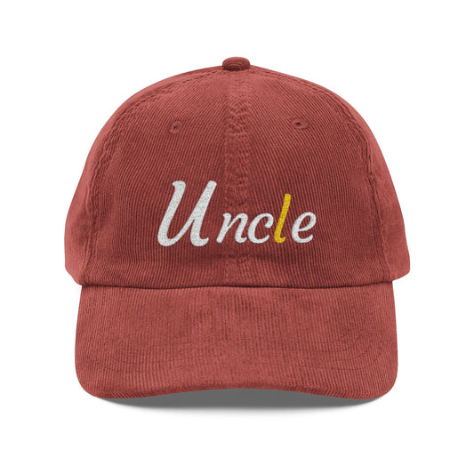 Embroidered 'Uncle' Vintage Corduroy Cap
