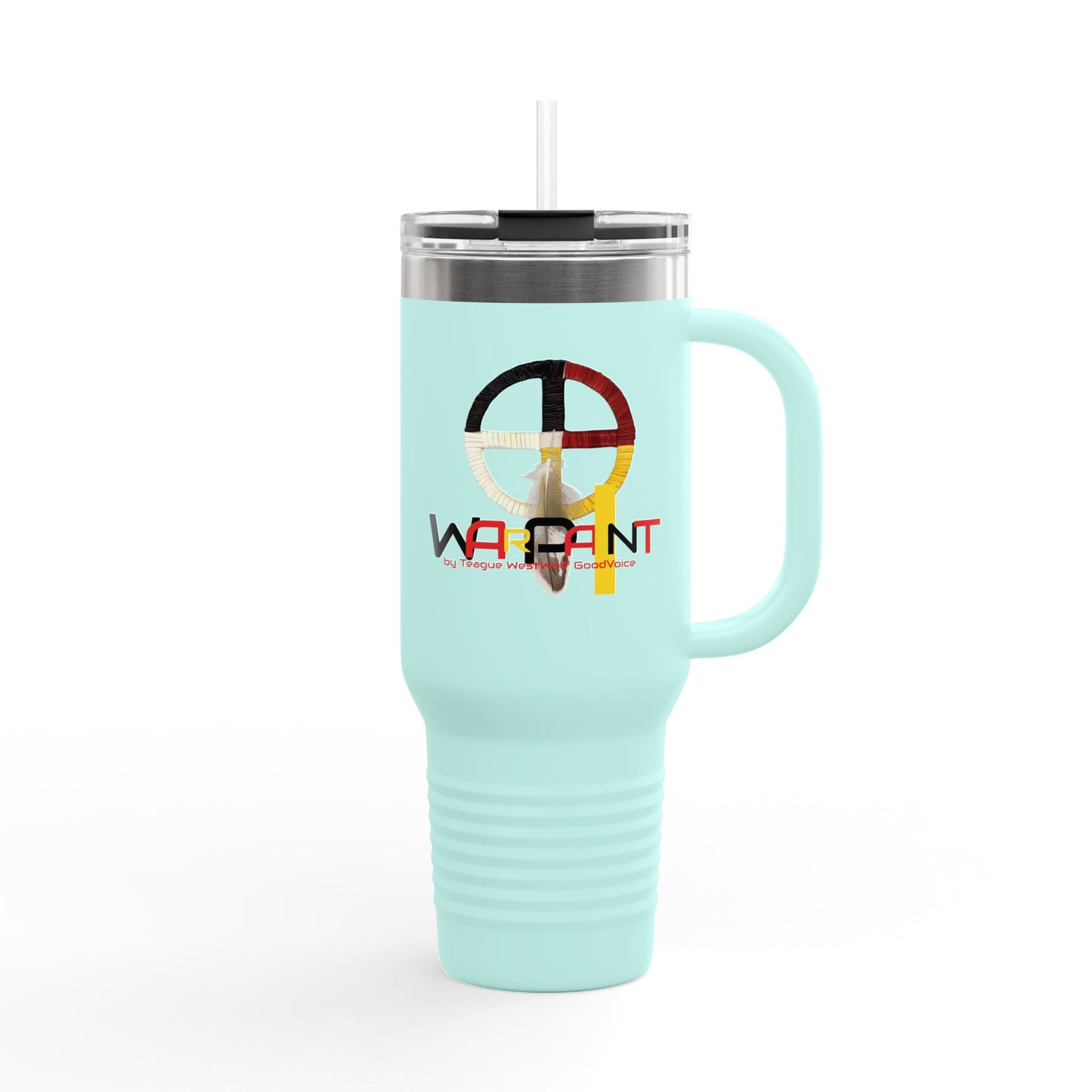 WarChief/WarPaint LLC Insulated Travel Mug, 40oz by Teague WestWolf GoodVoice (Blackfoot / Blackfeet Tribe - Browning, Montana) Native American Indigenous Made in the USA - Insulated Travel Mug, 40oz