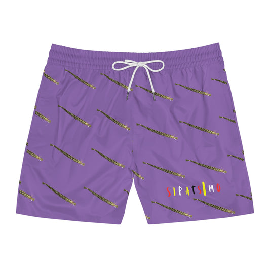 406WholeSale - Sipatsimo (Sweet Grass in Blackfoot language) Floral Men's Mid-Length Swim Shorts - Vibrant Purple Beachwear