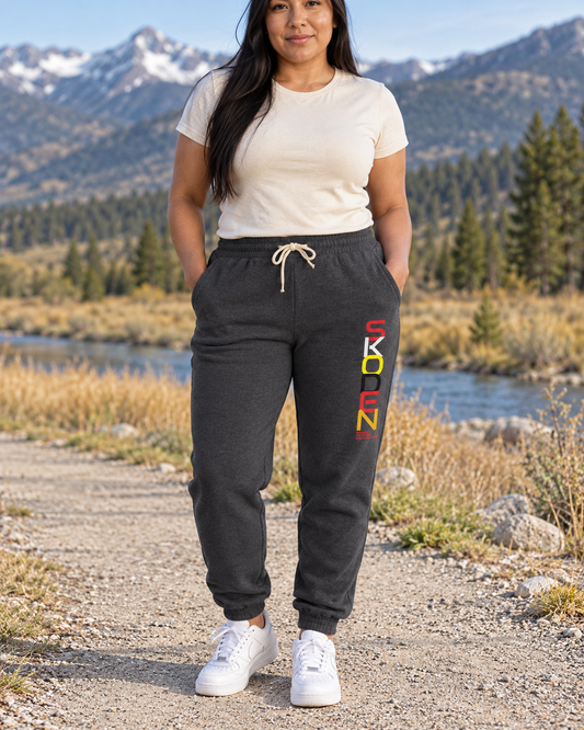AI-generated lifestyle image of 406WholeSale - Skoden by Teague WestWolf GoodVoice - Unisex Garment-Dyed Lightweight Fleece Sweatpants