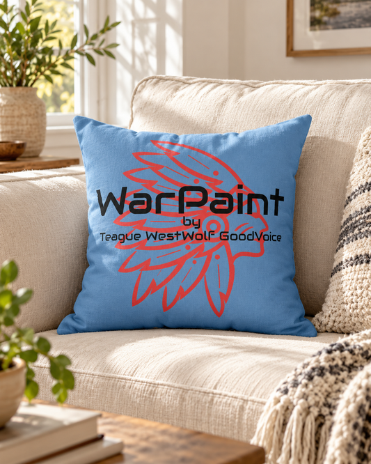 AI-generated lifestyle image of WarPaint - Spun Polyester Square Pillow