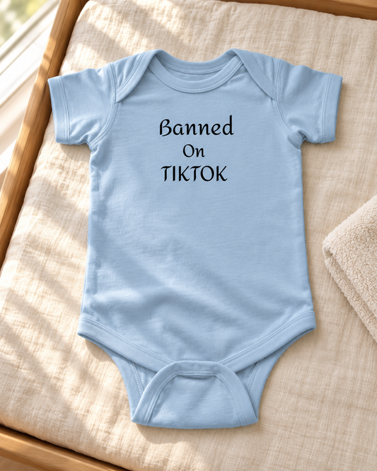 AI-generated lifestyle image of Banned on TikTok - Infant Fine Jersey Bodysuit
