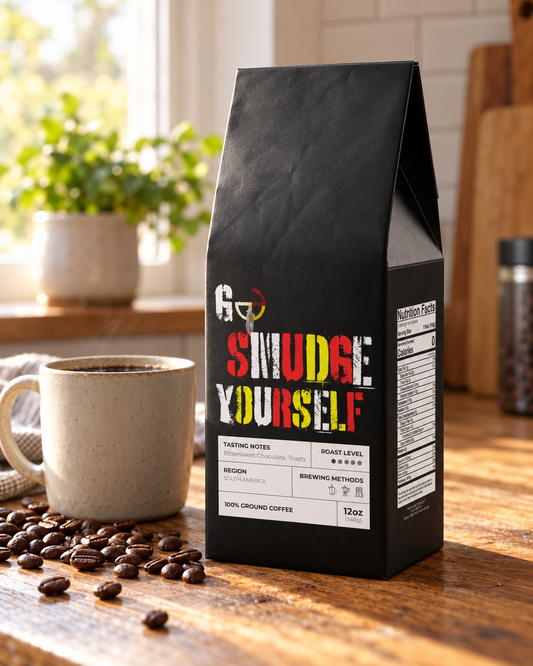 AI-generated lifestyle image of Go Smudge YourSelf - Bitterroot Coffee Blend (Dark French Roast)